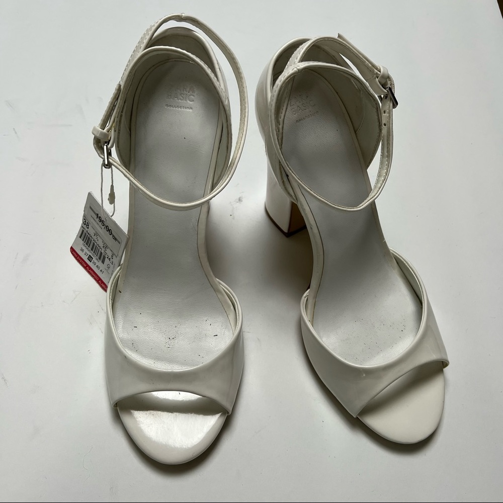 Zara White Heeled Sandals